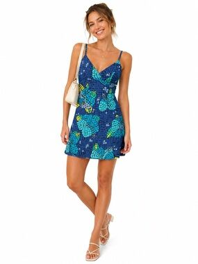 Lilly Pulitzer Molokini Vintage Blue Mosaic Floral Strappy Sundress Resort 6